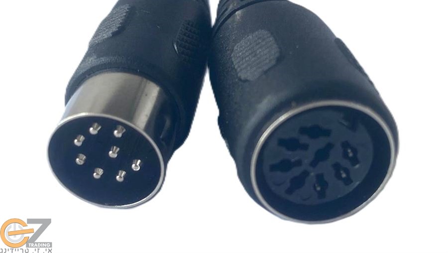 כבל מאריך שחור 9 חוטים עם תקע 8 פינים 1.5 מ