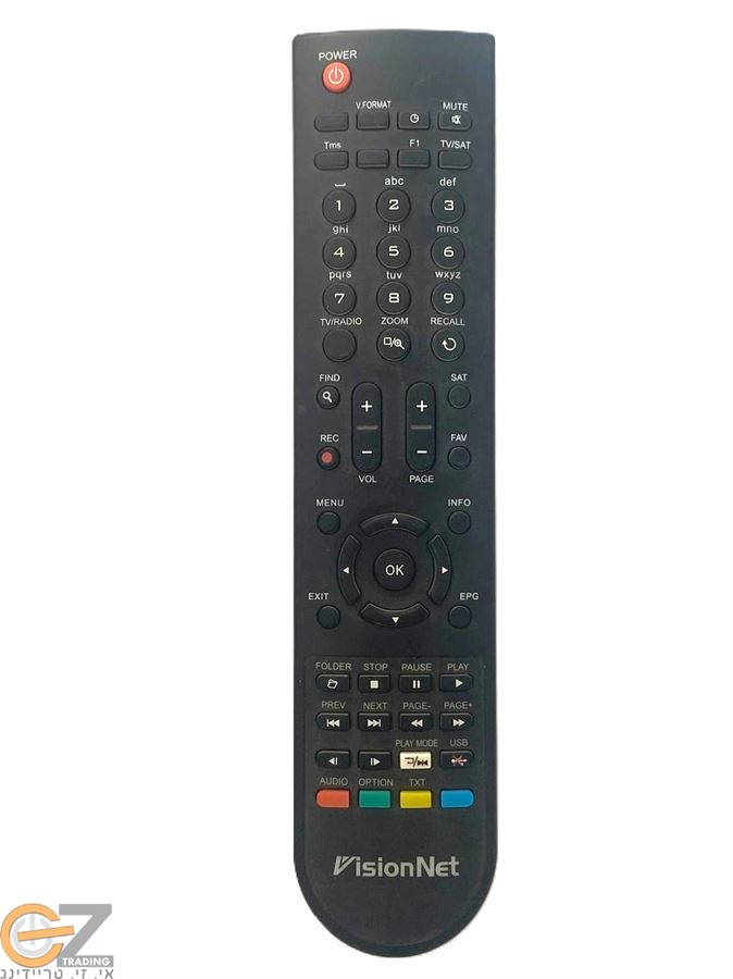 שלט תואם אורגינל למקלט לווינים VISIONNET MASTERBOX